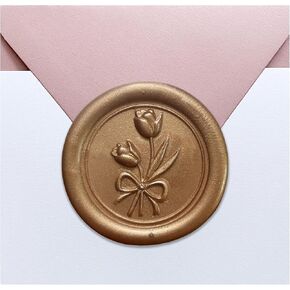 50 Pcs Black Wax Seal Stickers - Tulip Wedding Invitation Envelope Bow Seal Stickers, 3D Self Adhesive Decals for Wedding Party Invitation, Greeting Cards, Gift Wrapping