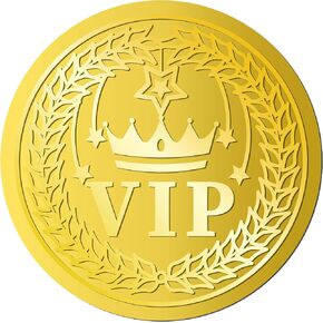 CRASPIRE 144Pcs VIP Crown Gold Foil Embossed Stickers 2" Self Adhesive Certificates Envelopes Seals Sticker Labels for Wedding Invitation Graduation Corporate Diplomas Gift Wrapping
