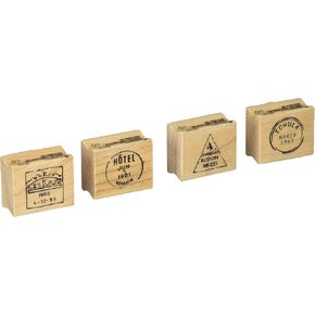INKADINDINGADO TRAVEL ROAD SINDS مجموعة ختم الخشب ، 4pcs ، 1.25 'W x 1.5' 'l
