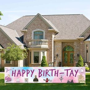 Happy Birth-Tay Yard Banner for Taylor Girls Birthday Decor | TS Birthday Party Decoration | Popular Singer Party Outdoor Backdrop Sign