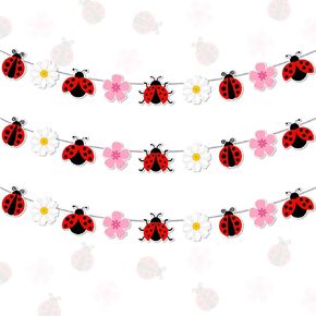 Ladybug Baby Shower Party Decoration Daisy Ladybug Garland Banner Little Ladybug Birthday Banner Insect Theme Party Decor for Ladybug Birthday Baby Shower Supply