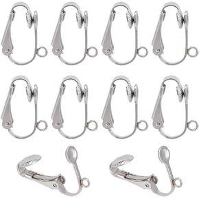 10Pcs Clip-on Earrings Findings Earring Clip Backs Clip-on Earring Converters Stainless Steel Clip on Earrings Non-Piercing Earrings Ear Clip for Women DIY Earring Jewelry Making