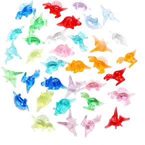 Mini Dinosaur Figures Set, About 90 Pcs Colorful Transparent Acrylic Dino Ornaments for Sensory Bins, Treasure Boxes, Classroom Prizes & Vase Filler