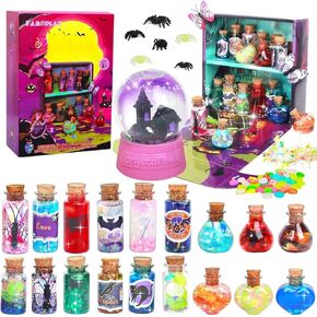 FAMOPLAY Mystery Potion Kit for Kids, Magic Mix Kit 18 Bottles, Witch Potion Making Kit, Magic Crystal Castlel, Halloween Decorations Birthday Gifts Toys for Boys and Girls Age 6 7 8 9 10+
