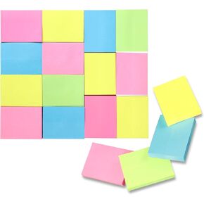 Iconikal 75 Sheets Mini Sticky Notes, 28 Count, 2 x 1.5 Inches, 4 Colors for Home Office School