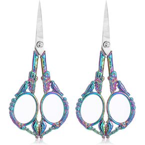 2 Pcs Embroidery Scissors Vintage Small Crochet Embroidery Thread Scissors with Comfortable Handles for Craft, Artwork, Sewing, Cross Stitch, Needlework Yarn, Handicraft DIY Tool Bird Shape