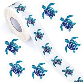 1000Pcs Clear Sea Turtle Stickers Roll Ocean Animal Seal Stickers Self-Adhesive Summer Label Decals for Craft Scrapbook Envelope Water Bottle Party Favor Decor