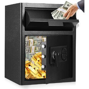 2.6 Cuft Safe Box, Home Safe with Fireproof Waterproof Bag, Quick Place Drop Slot, Combination Lock and 2 Keys, Anti-Theft Digital Security Lock Box for Home Money Jewelry Valuables