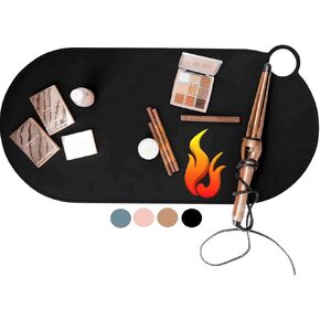 Durable Silicone Vanity Makeup Mat - Heat Resistant, Portable, and Protective | Perfect for Travel and Daily Vanity Surface Protection (Black)