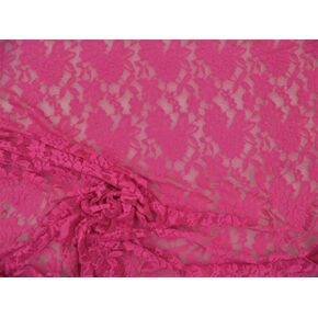 Embroidered Stretch Lace Apparel Fabric Sheer Floral Hot Pink DD205