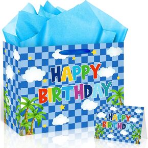 Game Themed Birthday Gift Bag for Hedgehog Gift Wrapping Paper Bag with Greeting Card Hedgehog Baby Boys 1st 2nd 3rd Baby Shower Birthday Party Favors Supplies