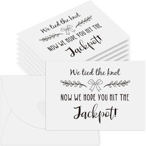 100Pcs Wedding Lottery Tickets Holders We Tie The Knot Now We Hope You Hit The Jackpot Envelope Holder with Heart Shaped Clasp for Wedding Bridal Shower Party Favors