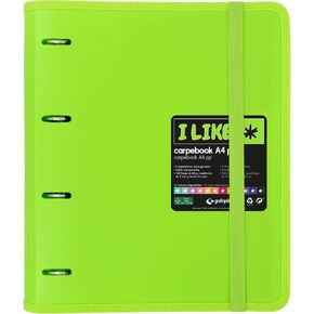 Grafoplas 88100521 Lever Arch File with Refills 6 Dividers Transparent Cover A4 Green Carpebook Like