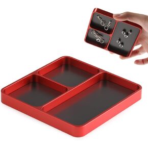 Metal RC Screws Tray with Magnetic Pad, Magnet Screws Holder Alloy Plate RC Fixing Tools Tray for RC Car Boat, Pins and Other Small Metal Parts (Black)
