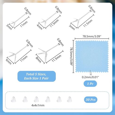 UNICRAFTALE 10Pcs 5 Sizes Platinum Prong Earring Setting 925 Sterling Silver Stud Earring Findings Metal Blanks Claw Earring Posts Beads Rhinestone Component for Jewelry Making Stud Earrings Crafts in Saudi Arabia
