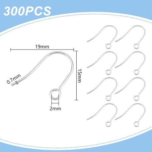 UNICRAFTALE 300Pcs Ear Wires 316L Surgical Stainless Steel Earring Hooks Metal Ear Wire with Horizontal Loop Earring Supplies for DIY Earring Jewelry Making 2mm Hole in Kuwait