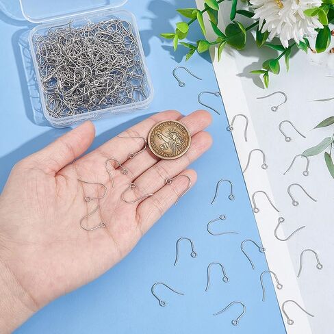 UNICRAFTALE 300Pcs Ear Wires 316L Surgical Stainless Steel Earring Hooks Metal Ear Wire with Horizontal Loop Earring Supplies for DIY Earring Jewelry Making 2mm Hole in Kuwait