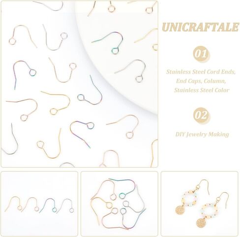 UNICRAFTALE 300Pcs Ear Wires 316L Surgical Stainless Steel Earring Hooks Metal Ear Wire with Horizontal Loop Earring Supplies for DIY Earring Jewelry Making 2mm Hole in Saudi Arabia