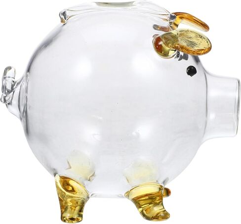 Upkoch Glass Piggy Bank Clear Pig Bank لتوفير الأموال النقدية الزجاجية Glass تغيير صندوق التذكار لوكالة حاوية خنازير القدر القابل للتحصيل in Kuwait