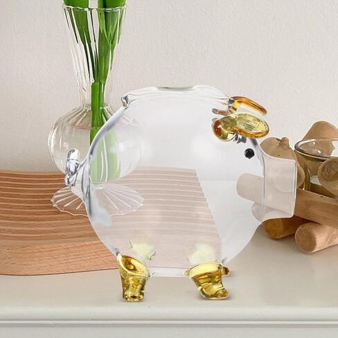 Upkoch Glass Piggy Bank Clear Pig Bank لتوفير الأموال النقدية الزجاجية Glass تغيير صندوق التذكار لوكالة حاوية خنازير القدر القابل للتحصيل in Kuwait