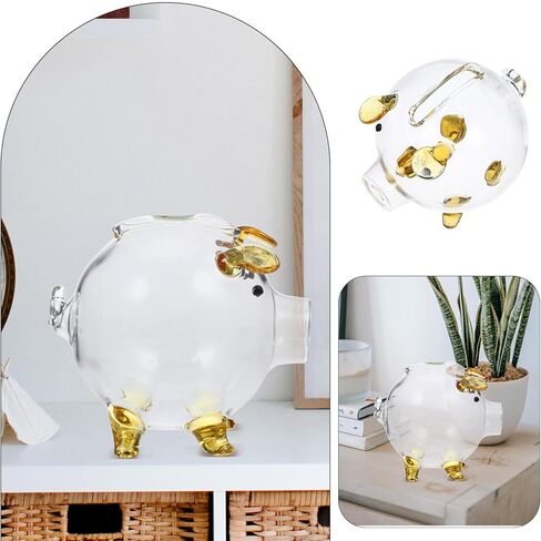 Upkoch Glass Piggy Bank Clear Pig Bank لتوفير الأموال النقدية الزجاجية Glass تغيير صندوق التذكار لوكالة حاوية خنازير القدر القابل للتحصيل in Kuwait