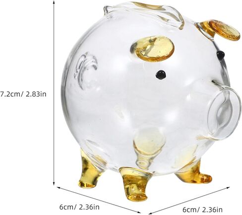 Upkoch Glass Piggy Bank Clear Pig Bank لتوفير الأموال النقدية الزجاجية Glass تغيير صندوق التذكار لوكالة حاوية خنازير القدر القابل للتحصيل in Kuwait