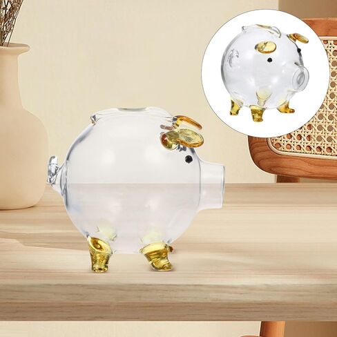 Upkoch Glass Piggy Bank Clear Pig Bank لتوفير الأموال النقدية الزجاجية Glass تغيير صندوق التذكار لوكالة حاوية خنازير القدر القابل للتحصيل in Kuwait