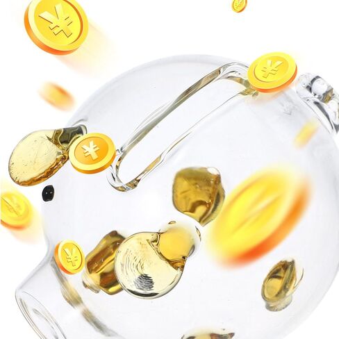 Upkoch Glass Piggy Bank Clear Pig Bank لتوفير الأموال النقدية الزجاجية Glass تغيير صندوق التذكار لوكالة حاوية خنازير القدر القابل للتحصيل in Kuwait
