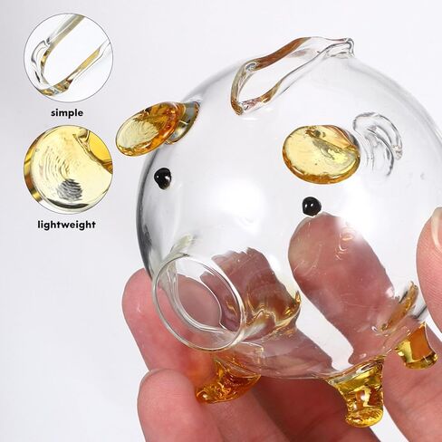 Upkoch Glass Piggy Bank Clear Pig Bank لتوفير الأموال النقدية الزجاجية Glass تغيير صندوق التذكار لوكالة حاوية خنازير القدر القابل للتحصيل in Kuwait