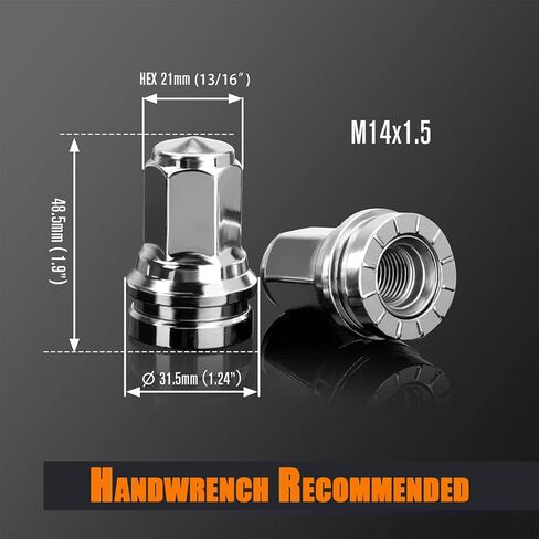 32 قطعة من صواميل العروة M14x1.5، مجموعة بديلة بتصميم قطعة واحدة من الكروم متوافقة مع Ford F250 F350 Super Duty 2017-2023، HCPZ-1012-B HCPZ-1012-A in Kuwait
