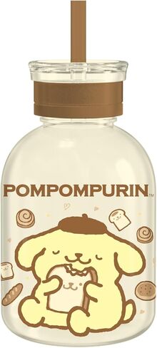 Silver Buffalo Care Bears Glass Milk Bottle with Straw Featuring Share Bear and Goodnight Bear, 15 Ounces in Saudi Arabia