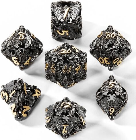 Metal DND Dice Set -Skull Dice Bone Mystery Dice - D20, D12,%D10, D10, D8, D6 & D4 Sided. Cool & Unique Gift for Dungeons & Dragons D&D Accessories, Pathfinder in Saudi Arabia