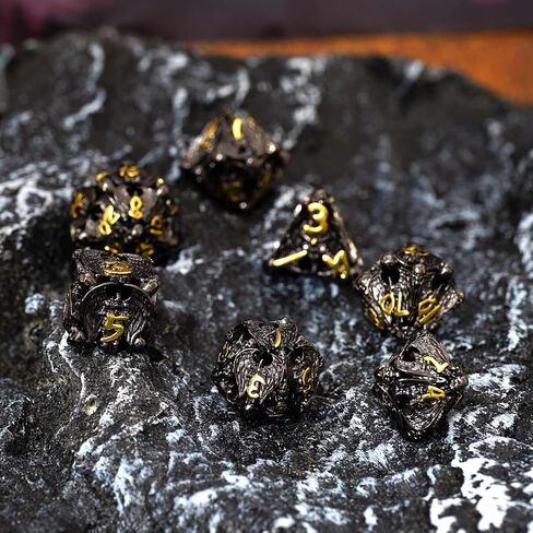 Metal DND Dice Set -Skull Dice Bone Mystery Dice - D20, D12,%D10, D10, D8, D6 & D4 Sided. Cool & Unique Gift for Dungeons & Dragons D&D Accessories, Pathfinder in Saudi Arabia