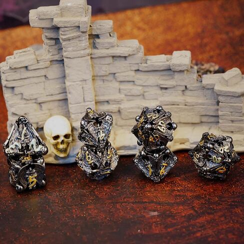 Metal DND Dice Set -Skull Dice Bone Mystery Dice - D20, D12,%D10, D10, D8, D6 & D4 Sided. Cool & Unique Gift for Dungeons & Dragons D&D Accessories, Pathfinder in Saudi Arabia