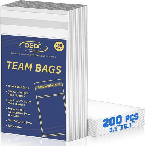 DEDC 200Pcs Team Bags for Semi Rigid Card Holder, Resealable Team Bags for Trading Cards Fits Semi Rigid Sleeves in Saudi Arabia