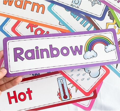 مجموعة ألواح نشرة الطقس 16pcs ، 3.46 × 10.5 بوصة بطاقات كبيرة ، زخرفة الفصول الدراسية ، أدوات تعليم المعلمين in Kuwait