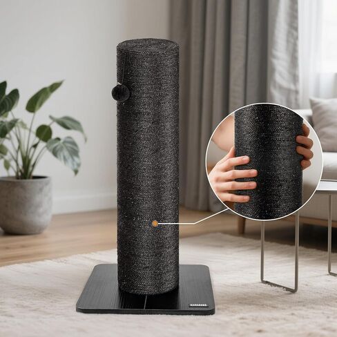 Kamaboko 29.5 "Cat Scratfer Post للقطط الكبيرة ، 7.5" قطرها فائقة القطر الطبيعية SISAL SCRATCH POST ، خدش القطط الطويل المقاوم للخدش للقطط الداخلية ، حماية أثاثك ، الأسود in Kuwait