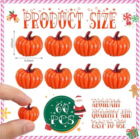 Leinuosen 60 Pcs Autumn Pumpkin Mini Flatback Resin Charms Thanksgiving Halloween Resin Embellishments Cabochons Decoration Accessories for Hair Clip Phone Case in Saudi Arabia