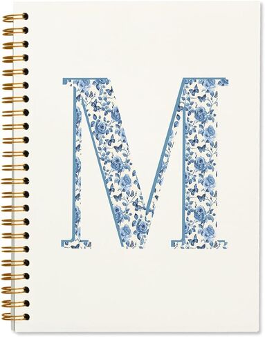 Blue Cute Initial Notebook Journal Diary Libretas Escolares M, Cute Preppy Aesthetic Personalized Notebook Gifts for Women Teen Girls Kids,Preppy Blue Aesthetic School Supplies for Girls 5.5x8.3 in Kuwait