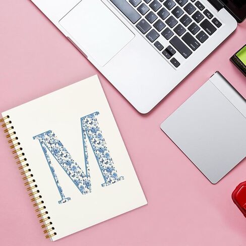 Blue Cute Initial Notebook Journal Diary Libretas Escolares M, Cute Preppy Aesthetic Personalized Notebook Gifts for Women Teen Girls Kids,Preppy Blue Aesthetic School Supplies for Girls 5.5x8.3 in Kuwait
