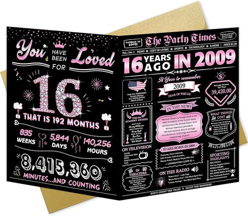 Sweet 16th Birthday Card, Jumbo 16th Birthday Card for Girls, Funny 16 Birthday Party Card for Daughter Niece Granddaughter, Happy 16 Year Old Birthday Gifts Ideas, Sixteen Party Decorations (16th) in Saudi Arabia