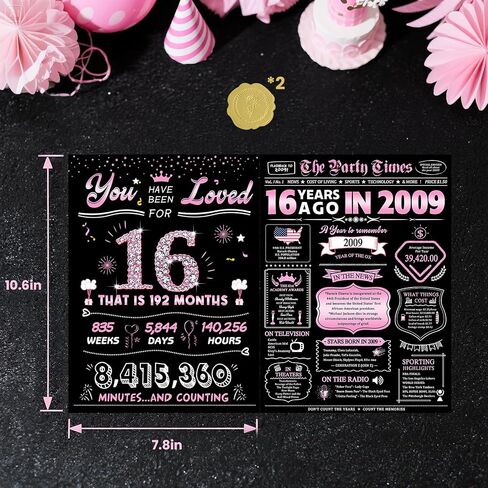 Sweet 16th Birthday Card, Jumbo 16th Birthday Card for Girls, Funny 16 Birthday Party Card for Daughter Niece Granddaughter, Happy 16 Year Old Birthday Gifts Ideas, Sixteen Party Decorations (16th) in Saudi Arabia