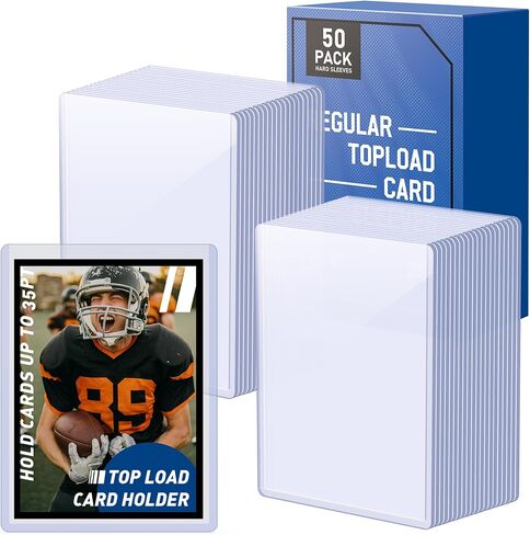 WVM 50 Pack 3x4 Inch Card Sleeves Top Loaders for Cards, Baseball Card Protectors Hard Plastic, Premium Toploaders for Cards, Card Holder Baseball Football Sports and Game Cards in Kuwait