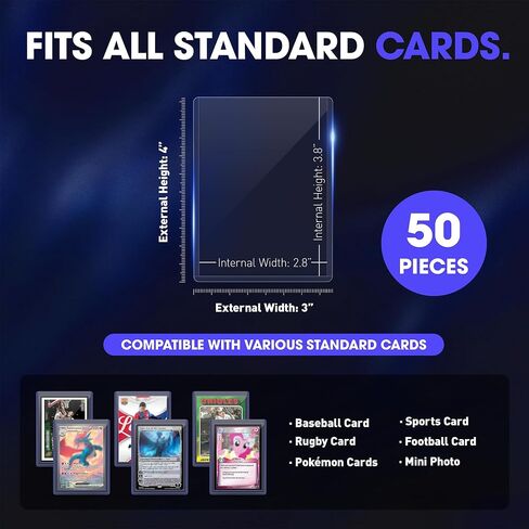 WVM 50 Pack 3x4 Inch Card Sleeves Top Loaders for Cards, Baseball Card Protectors Hard Plastic, Premium Toploaders for Cards, Card Holder Baseball Football Sports and Game Cards in Kuwait