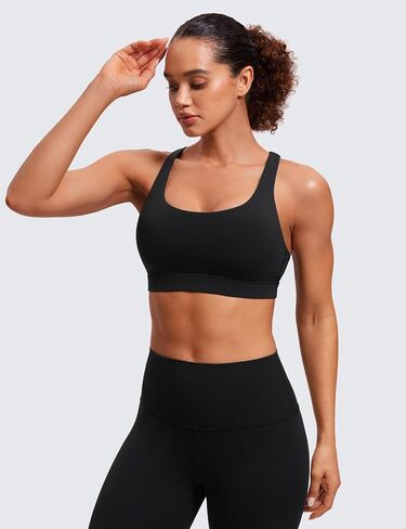CRZ YOGA Women's Strappy Sports Bras Fitness Workout Padded Yoga Bra Criss Cross Back in Saudi Arabia