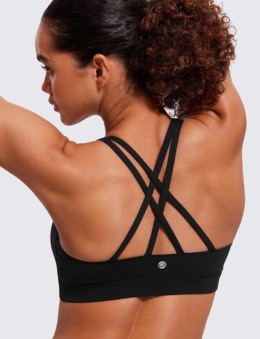 CRZ YOGA Women's Strappy Sports Bras Fitness Workout Padded Yoga Bra Criss Cross Back in Saudi Arabia
