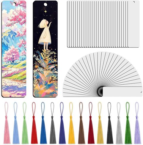 60 حزمة تسامي الفراغات المرجعية ، مرجعية MDF تسامي MDF مزدوجة مع ثقب وشرابات ملونة لحرف DIY وعمل التصميم المخصص in Kuwait