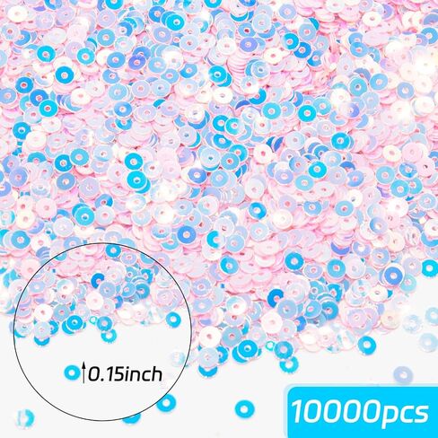 10000pcs Flat Loose Sequins, 4mm Bulk Round Glitter Sequins for Crafts, Embroidery, Art & Decoration (Light Pink) in Kuwait