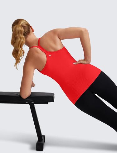 CRZ YOGA Seamless Workout Tank Tops for Women Racerback Athletic Camisole Sports Shirts with Built in Bra in Saudi Arabia