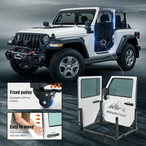 حامل علوي للتخزين الصلب قابل للتعديل من SUORTO مناسب لـ 1976-2024 Jeep Wrangler JK JL YJ TJ JKU JLU غير محدود وأحدث Jeep Wrangler CJ-7 عربة منزلقة متحركة لباب 2/4 (أسود) in Saudi Arabia